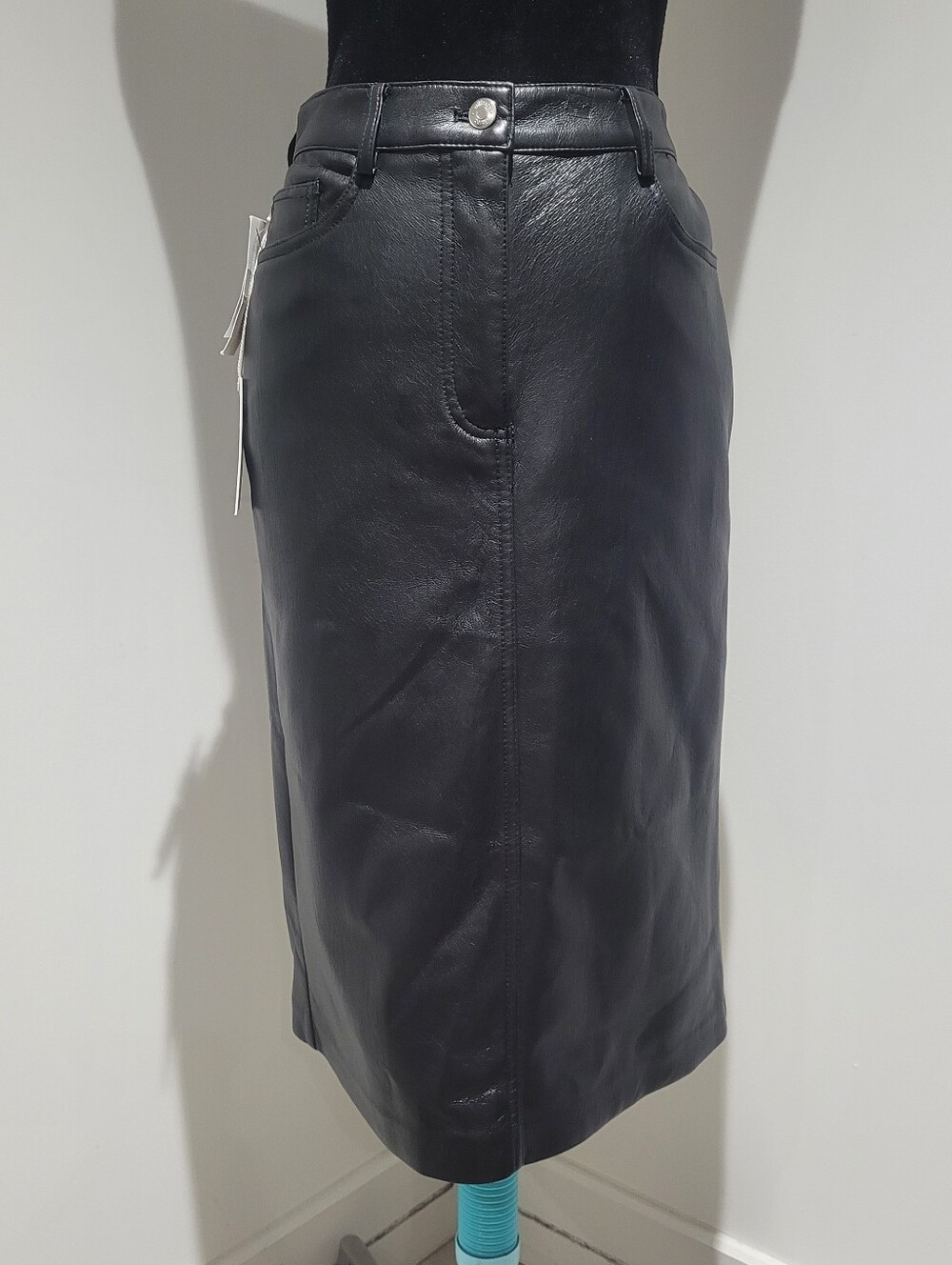 Wilfred Women's Black 5-Pocket Faux Leather High Waisted Pencil Skirt 4 NEW